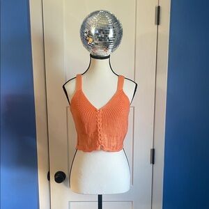 Stylish Orange Knit Crop Top